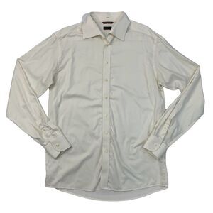 Eton Shirt Mens M Medium Bone White Long Sleeve Wrinkle Free Cotton Dress